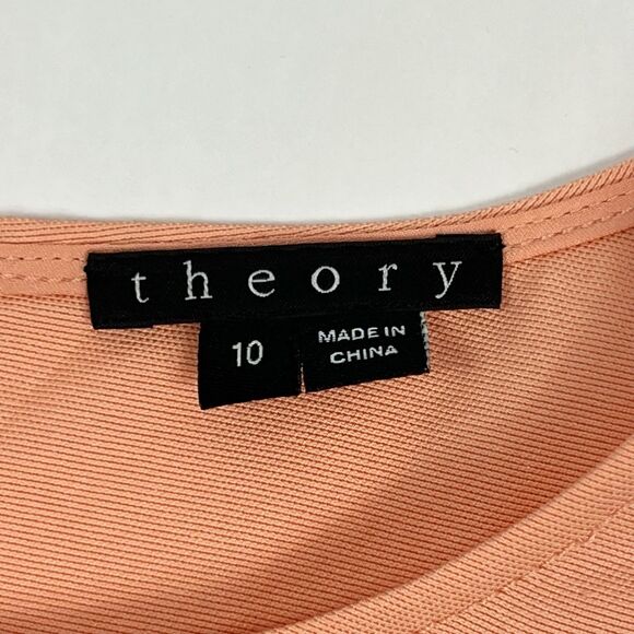 Theory Inessa Apricot Short Sleeve Exposed Gold Back Zipper Sheath Dress 10 - Picture 10 of 12